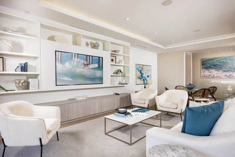 Living room with surf art — Monarch Beach South, Dana Point real estate photography