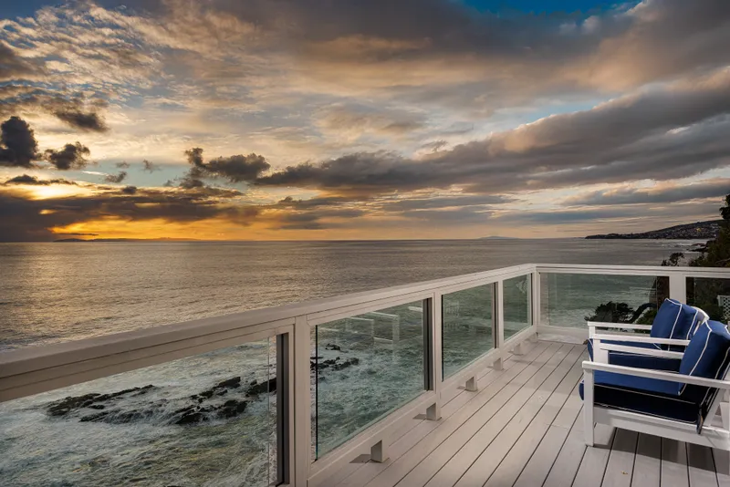 Sunset from the oceanfront deck — Laguna Beach real estate photography