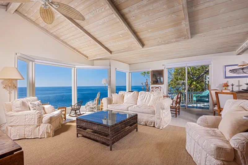 Family room opening to the deck — Laguna Beach real estate photography