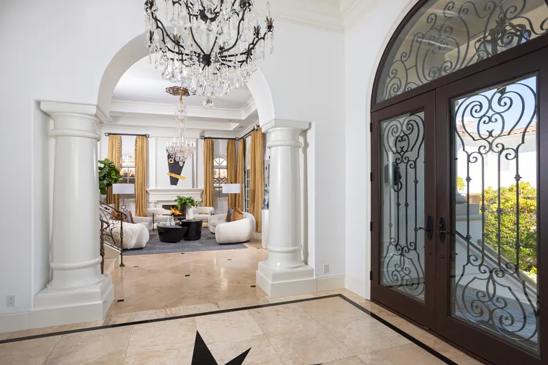 Living room with chandelier — Misty Sea Remodel, Laguna Niguel real estate photography