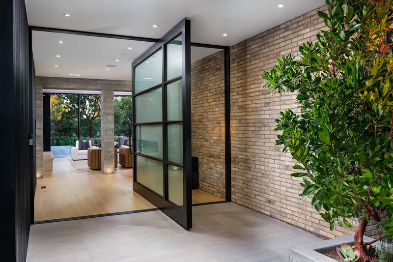 Entry with cantilever door — Custom Home, Newport Beach real estate photography