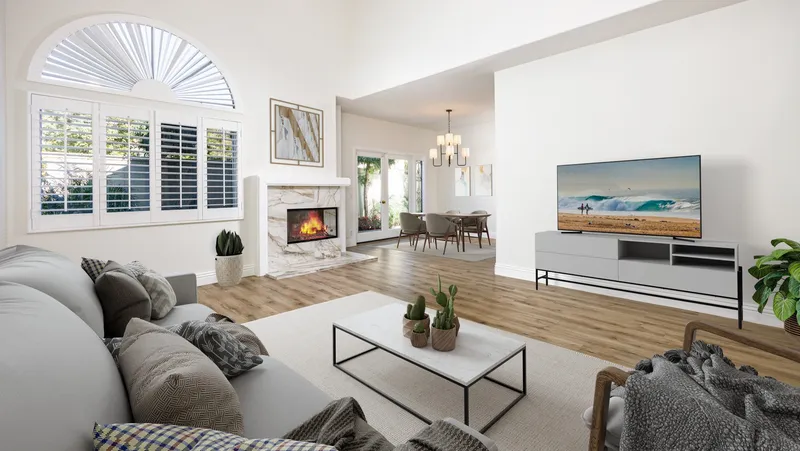 Bedroom virtually staged with modern furniture — before and after, Orange County, CA real estate photography — before